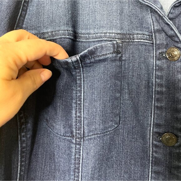 Chicos Womens Denim Button-Front Jean Jacket Size 3 (16/18) Cotton Blend Stretch - Picture 5 of 8